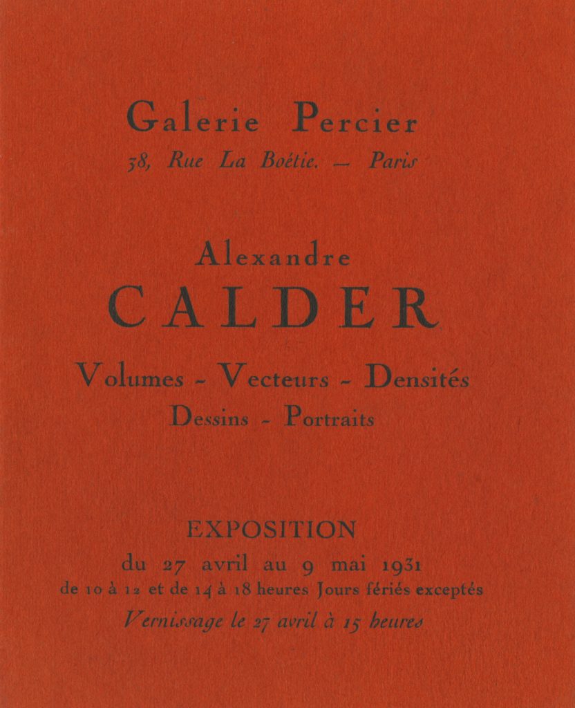 Galerie Percier, Paris (1931) | Calder Foundation