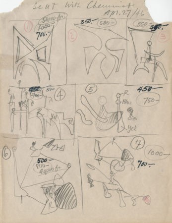 Inventory drawing for Galerie Louis Carré exhibition (1946)