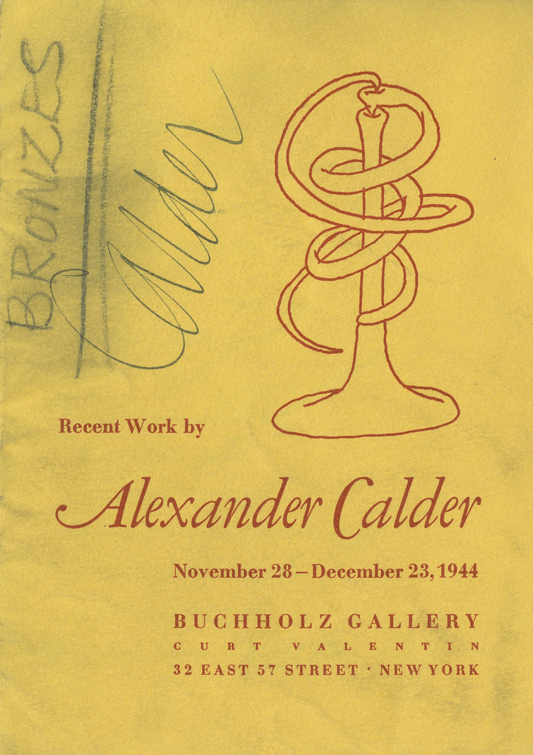 Cover of exhibition catalogue, Buchholz Gallery/Curt Valentin (1944