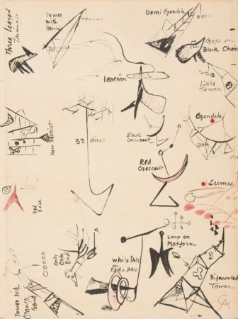 Inventory drawing, Alexander Calder: Gongs and Towers (1952)