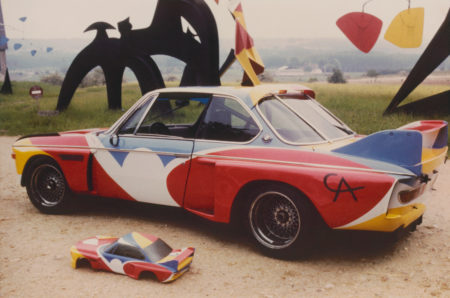Calder BMW Art Car (1:5 intermediate maquette) in front of Calder BMW Art Car, Saché (1975)
