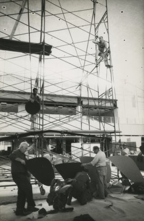 Calder installing .125 at Idlewild Airport, New York (1957)
