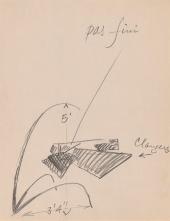 Drawing of Clangors (mobile, 1942) and Large Peacock (base, 1949) related to Calder: Recent Work (1942)