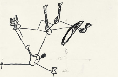 Drawing of Constellation with Bishop related to Calder: Constellationes (1943)