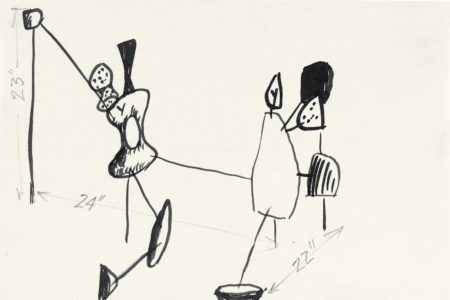 Drawing of Vertical Constellation with Yellow Bone related to Calder: Constellationes (1943)