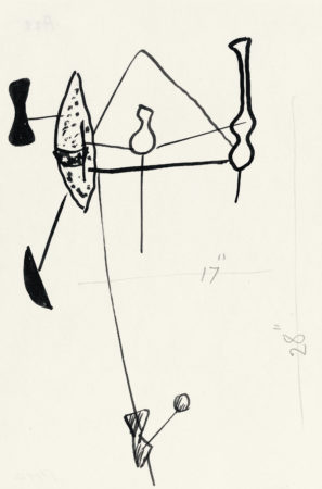 Drawing of Wall Constellation with Red Object related to Calder: Constellationes (1943)