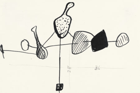 Drawing of Wall Constellation with Row of Objects related to Calder: Constellationes (1943)
