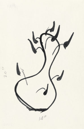 Drawing of Wooden Bottle with Hairs related to Calder: Constellationes (1943)