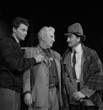 Gérard Philipe, Calder, and Jean Vilar during Nucléa (1952)