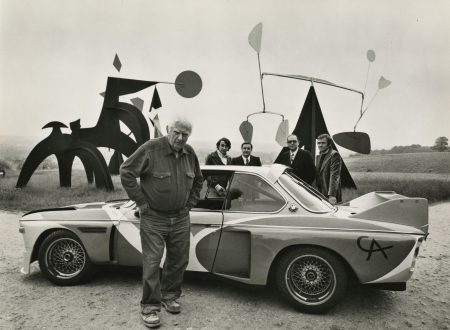 Calder in front of his BMW Art Car (1975)