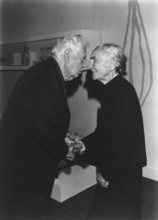 Calder and Georgia O’Keeffe at a dinner in Calder’s honor (1976)