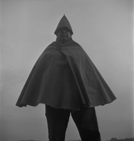 Calder wearing his handmade hat and cape (c. 1946) (1950)