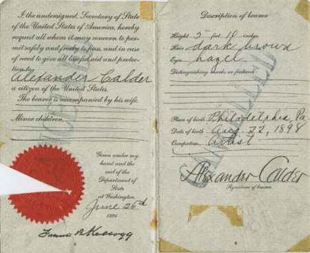 Calder’s U.S. passport (1926)