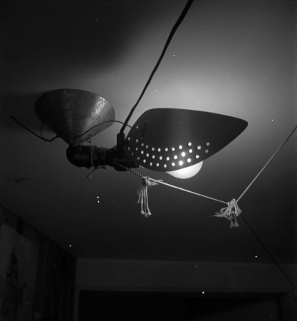 Fish light fixture (c. 1950) in the Roxbury house woodshed (1950)