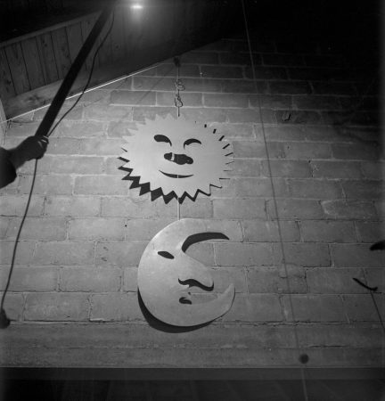 Sun and moon from Happy as Larry (1949) in Calder’s Roxbury studio (1950)