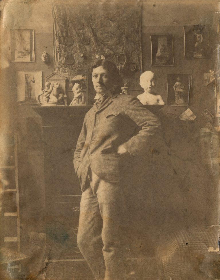 Stirling Calder in his studio (1903) Calder Foundation